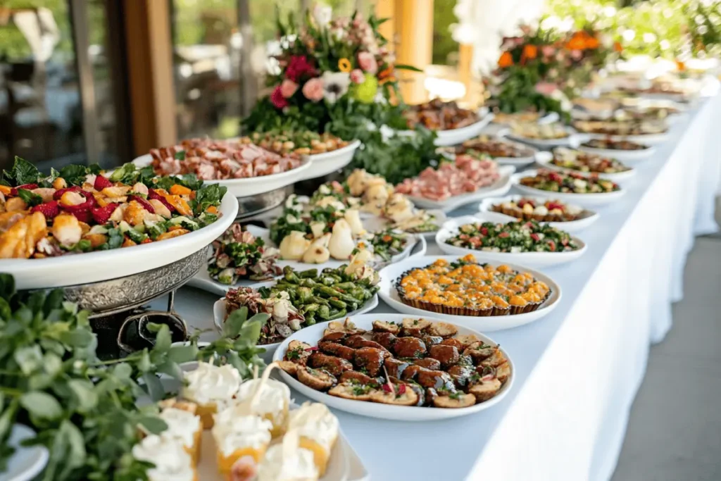 Banquet menu ideas arranged on a large table