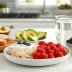 Balanced breakfast with oatmeal, berries, and Greek yogurt for weight loss