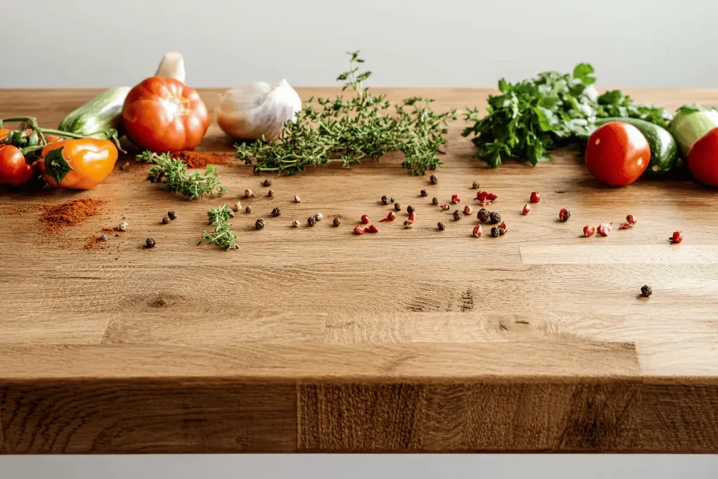 random recipe ingredients arranged on a kitchen counter