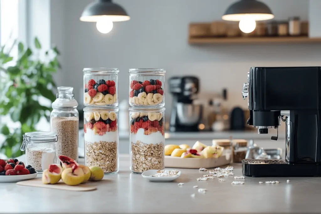 glass meal prep jars for overnight oats