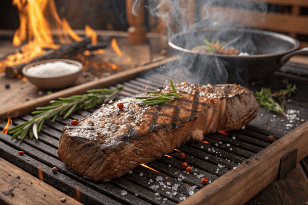 Is Backstrap the Same as Filet Mignon? Juicy backstrap steak being grilled with simple seasonings