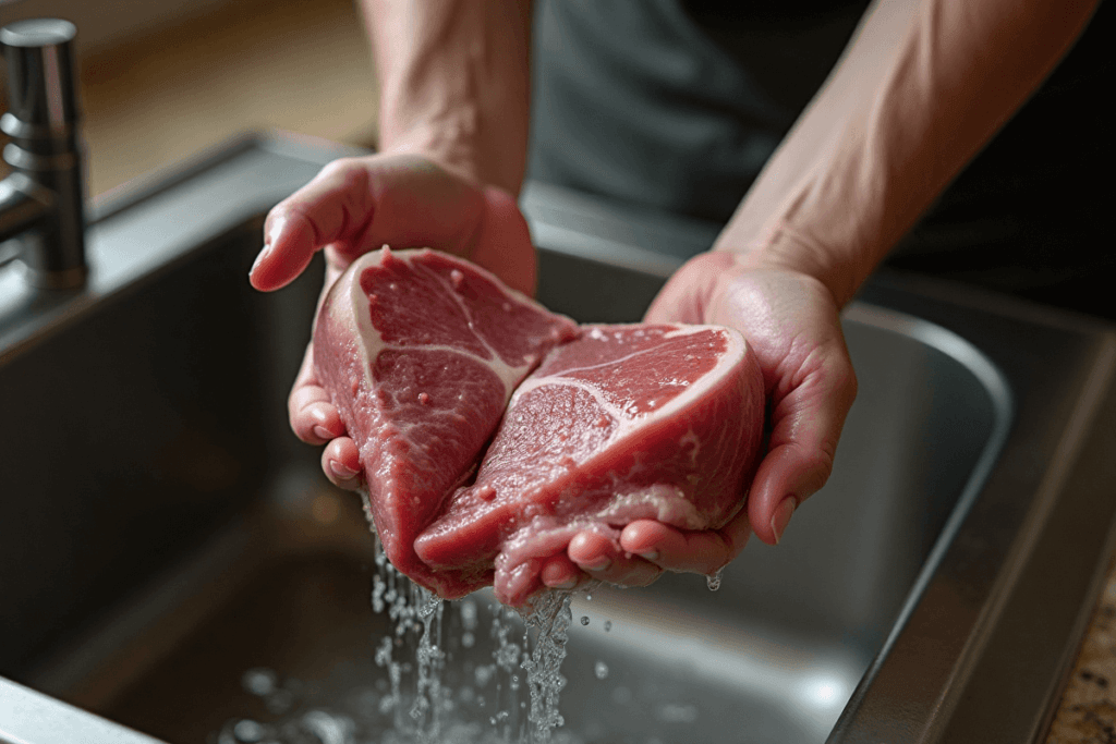 How to Brine a Venison Hind Quarter? Venison hind quarter being rinsed after brining