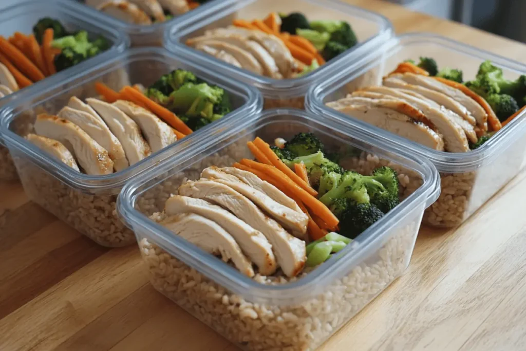 chicken and brown rice meal prep containers