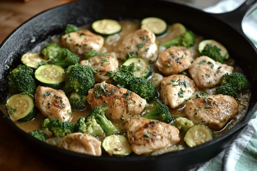 low carb one dish meals shown in a skillet