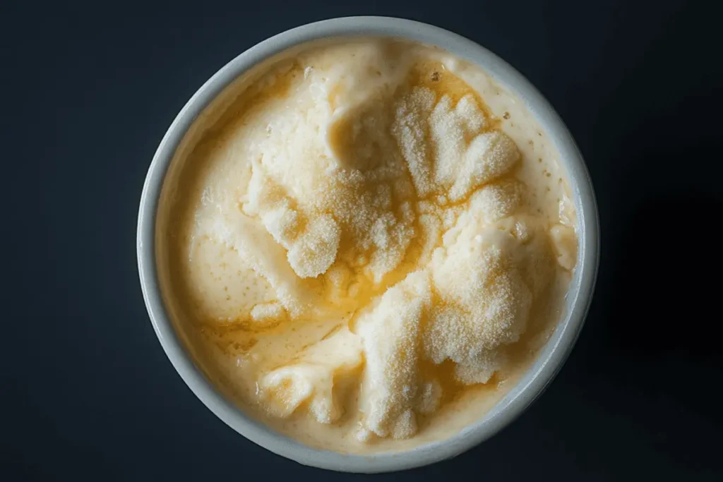 Spoiled banana pudding with visible mold.