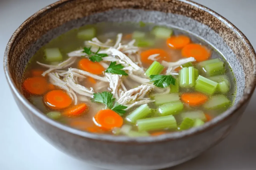 healthy meals with shredded chicken in soup